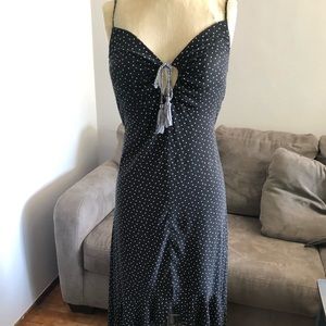 Summer High Low Dot Dress Ruffle Tassel Small